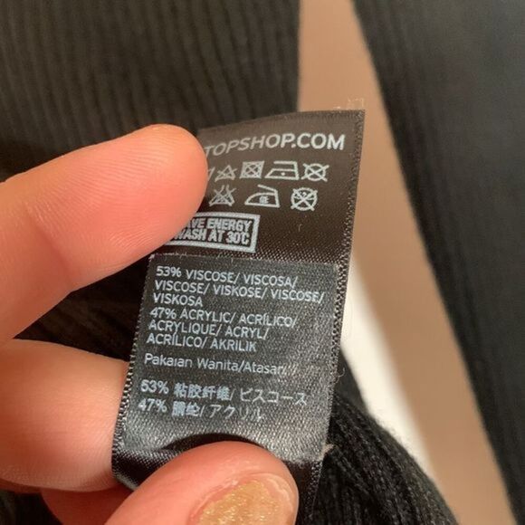 Topshop Black Ribbed Front Cage Tie-Up Long Sleeved Top - Picture 8 of 8